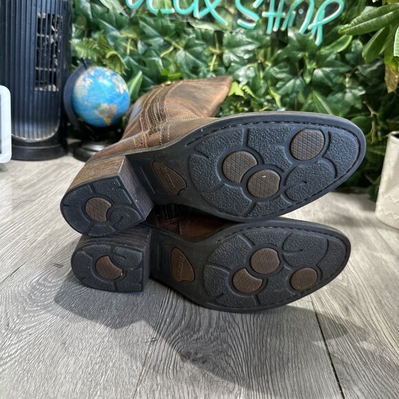 Born Women's Poly Riding Boot Size 8 M Tall Zip Block Heel Brown Leather - Picture 10 of 13